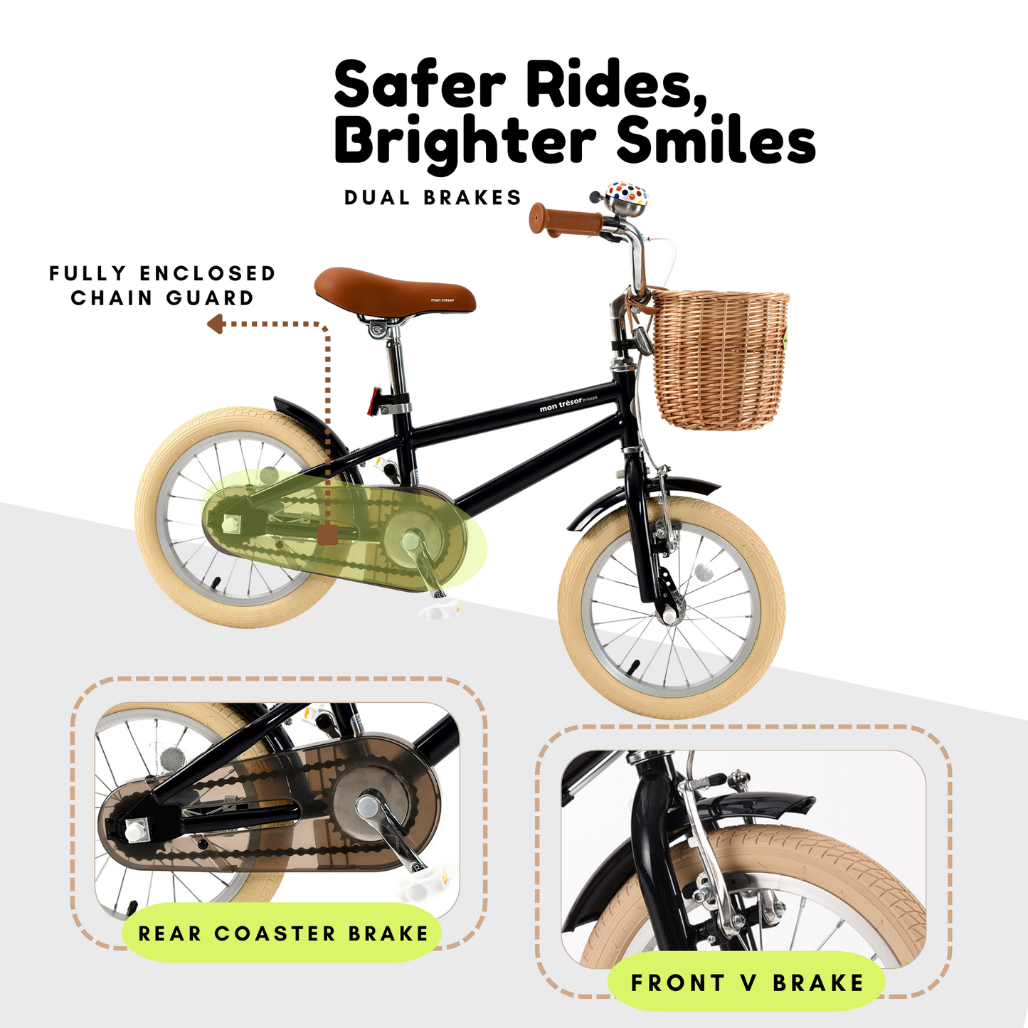 Montresor Kids Bike with Removable Training Wheels, Basket