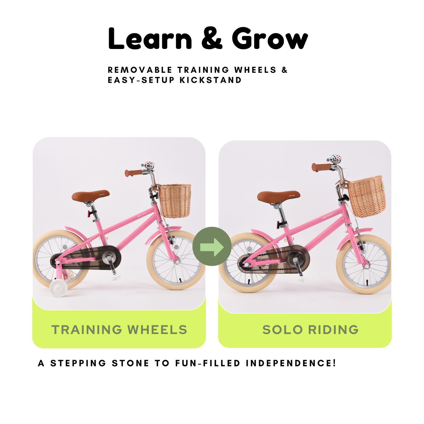 Montresor Kids Bike Pink with Removable Training Wheels, Basket