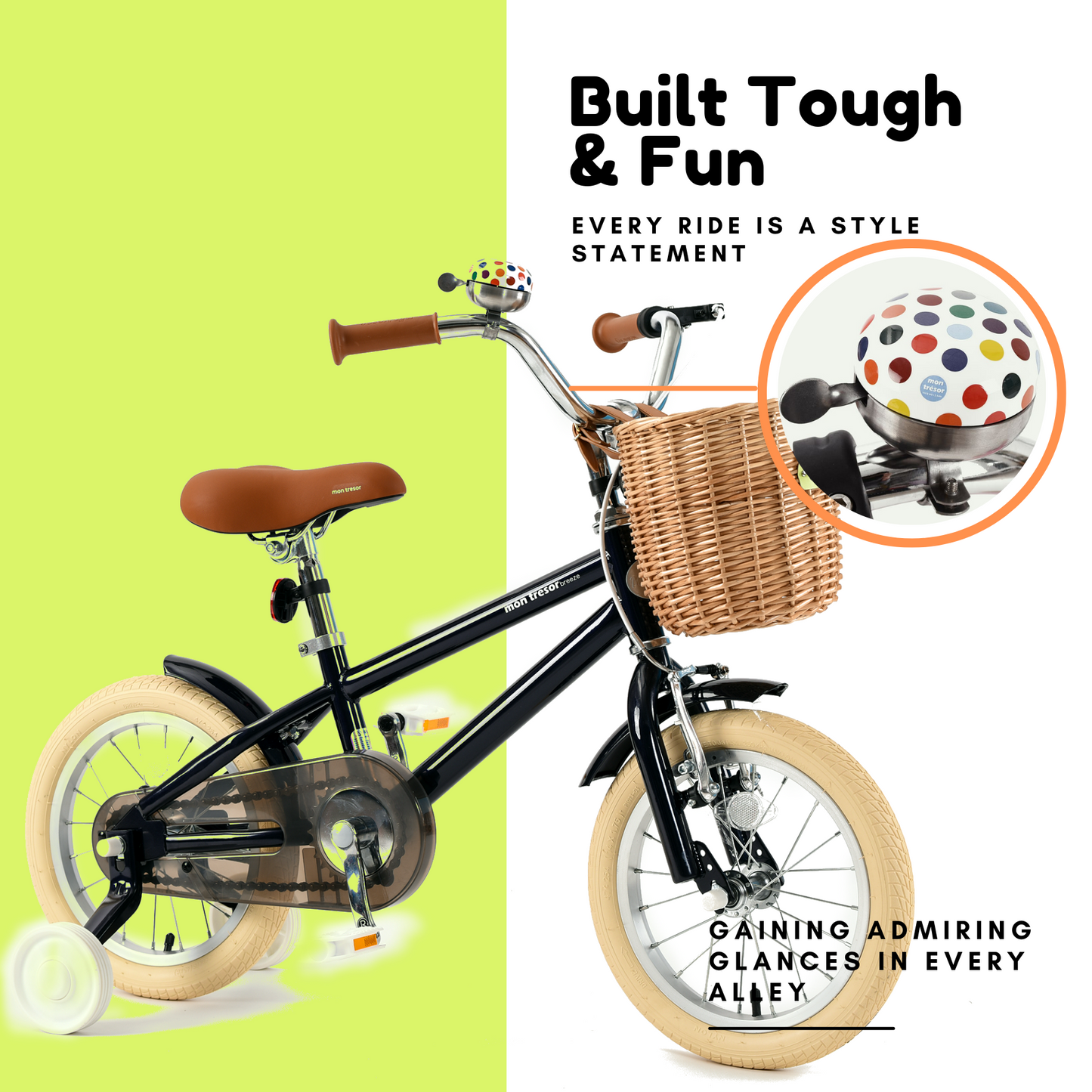 Montresor Kids Bike with Removable Training Wheels, Basket